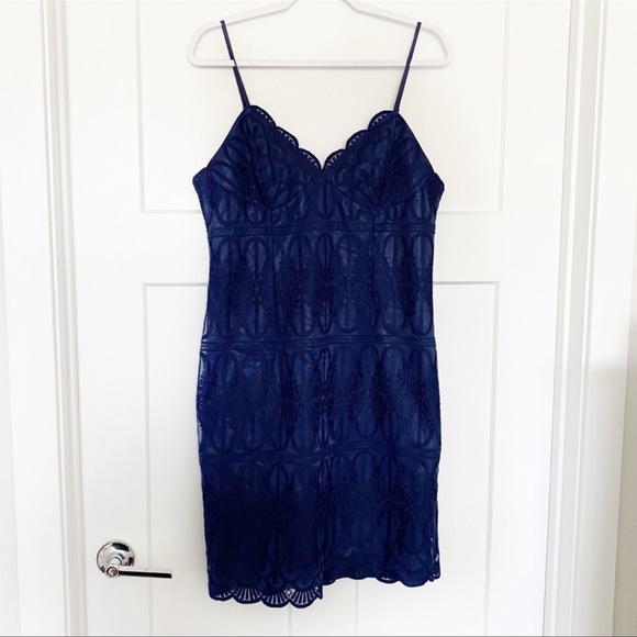 NWT  Lulus Malena Lace Navy Blue Dress - Picture 2 of 5